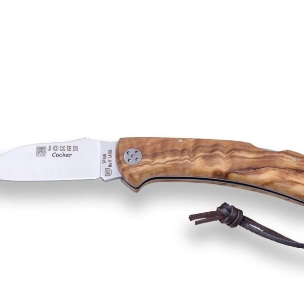 FACA DE ESFOLAR JOKER "COCKER", AÇO INOXIDÁVEL MOVA 9 CM CABO EM MADEIRA DE OLIVEIRA
