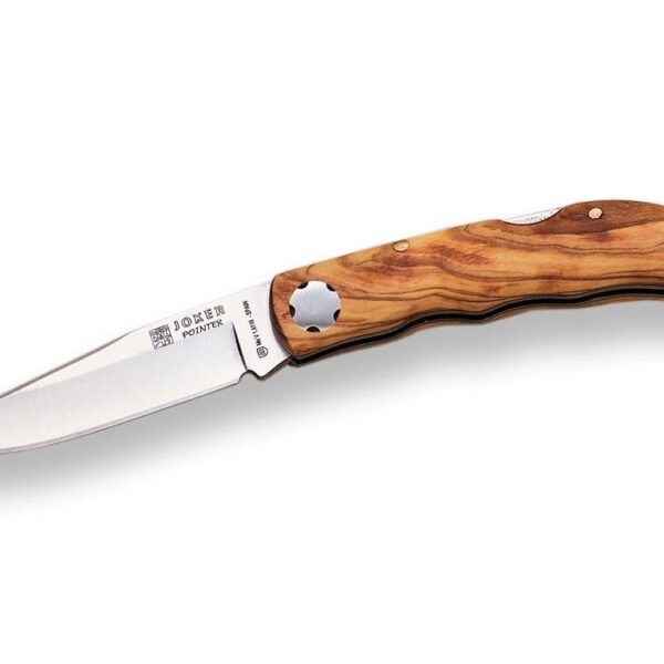 NAVALHA DESPORTIVA JOKER "POINTER" COM MADEIRA DE OLIVEIRA, LÂMINA DE 7,5 CM.